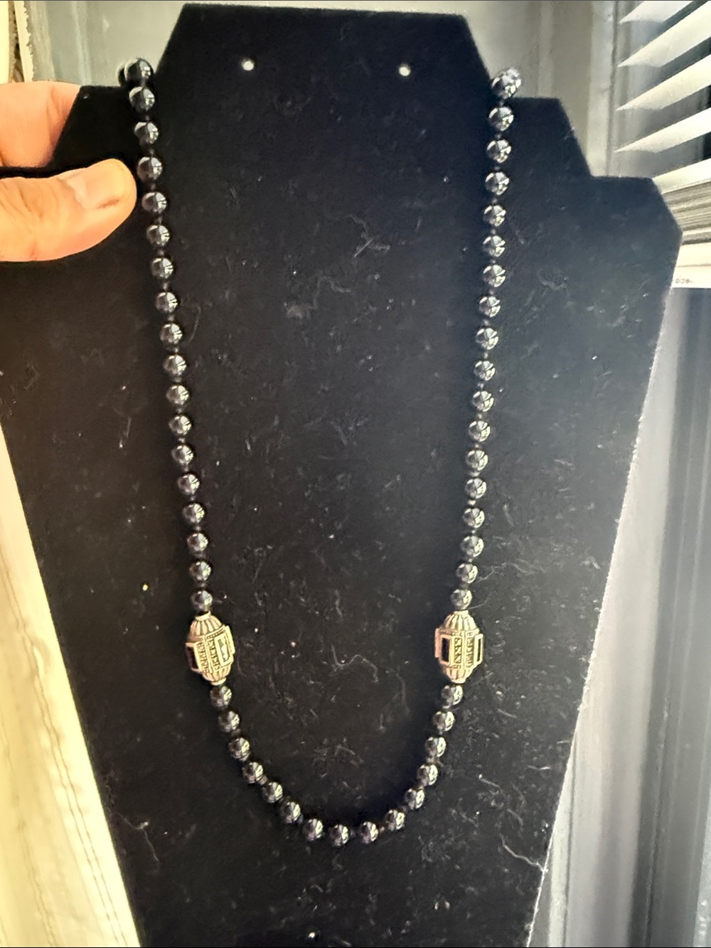 Black Beaded Women's Necklace with Decorative Accents